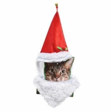 Kerstmannenpak katten kerstmuts baard