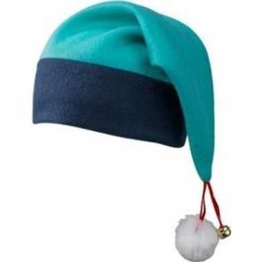 Kerstmuts navy/turquoise belletje volwassenen