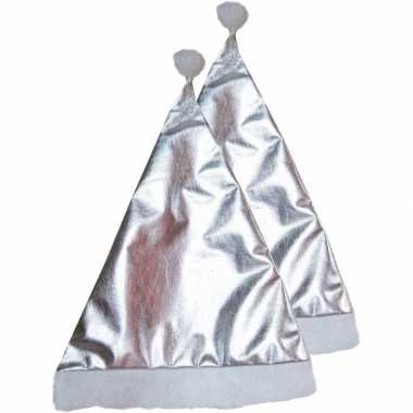 X glimmende kerstmutsen zilver volwassenen