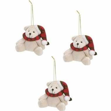 X stuks kersthangers knuffelbeertjes wit rode sjaal muts