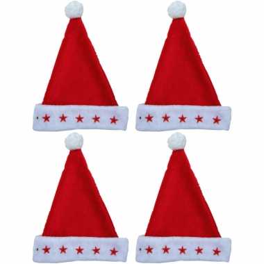 X stuks pluche kerstmutsen lichtjes
