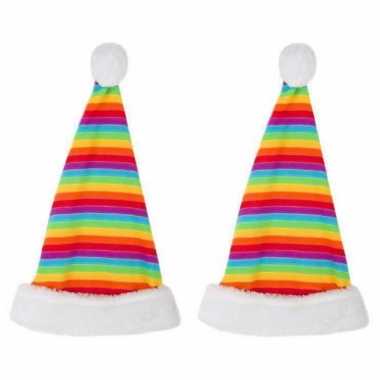 X stuks regenboog kerstmutsen