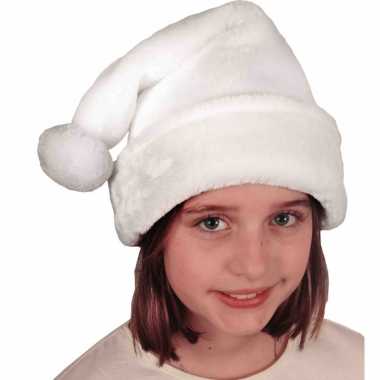 X stuks witte pluche kerstmutsen kinderen