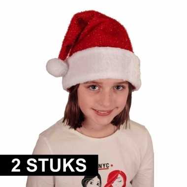 X voordelige pluche kerstmuts glitters kinderen
