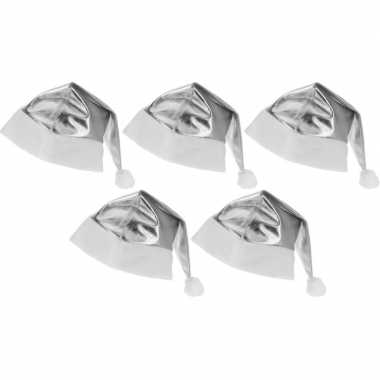 X zilveren glimmende kerstman kerstmutsen volwassenen