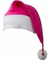 Kerstmuts wit fuchsia roze belletje volwassenen