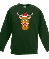 Kersttrui rendier rudolf rode kerstmuts groen kinderen
