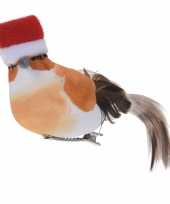 X kerstboomversiering oranje vogels kerstmuts clip