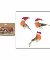X kerstboomversiering vogels clip kerstmuts