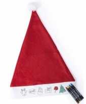 X kerstmutsen kinderen inkleurbaar inclusief waskrijtjes 10129199