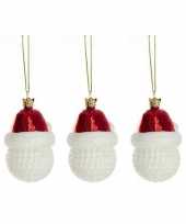 X sport thema glazen kersthangers figuurtjes golfbal kerstmuts 10247457