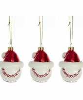 X sport thema glazen kersthangers figuurtjes honkbal kerstmuts 10247455