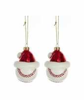 X sport thema glazen kersthangers figuurtjes honkbal kerstmuts