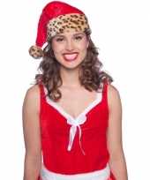 X stuks pluche kerstmutsen luipaard print vor volwassenen