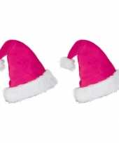 X stuks pluche roze kerstmutsen volwassenen