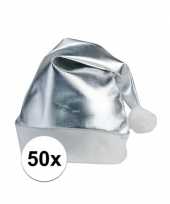 X stuks zilveren glimmende kerstmutsen volwassenen 10125519