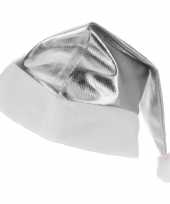 Zilveren glimmende kerstman kerstmuts volwassenen
